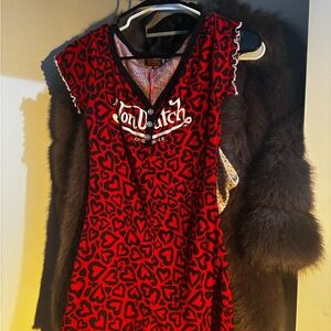 Von Dutch Red and Black Heart-Print